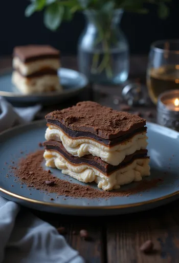 Akullore Viennetta Kapuçino me shtresa kafeje dhe çokollatë krokante e servuar