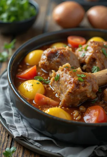 Khashlama e shërbyer me mish qengji dhe perime