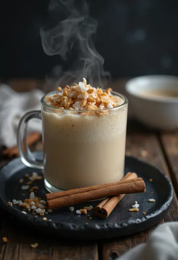 Sajder me kokos i servirur në gotë