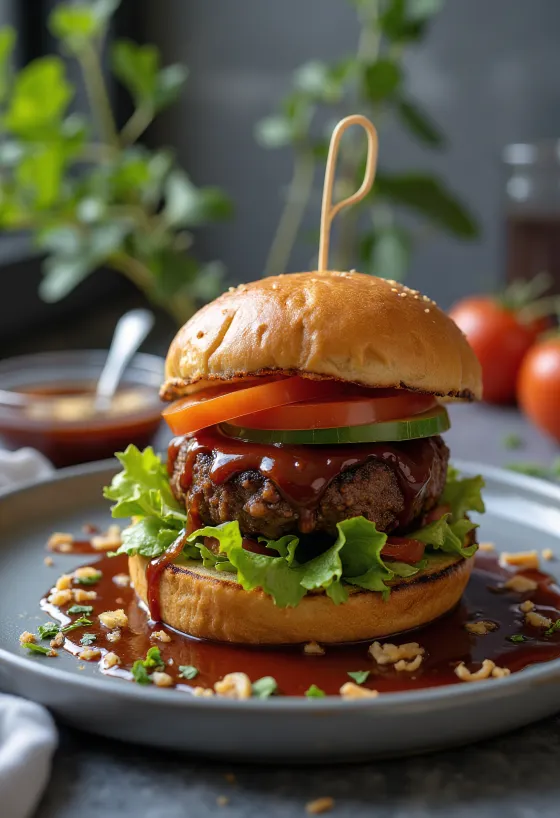 Burger vegan BBQ me perime të freskëta