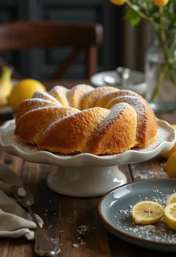 Kuglof me banane dhe limon i servirur