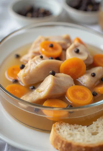 Escabeche e shërbyer me perime të freskëta dhe bukë