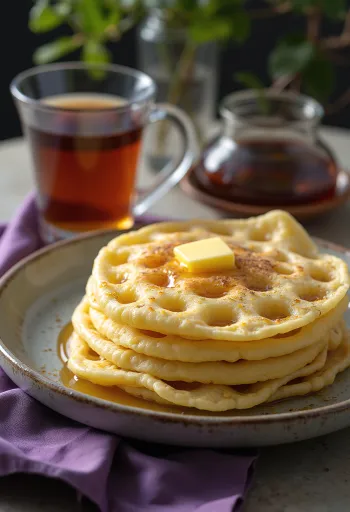 Pancake marokene Baghrir e shërbyer