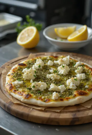 Picë me Zaatar me brumë pikant dhe djathë
