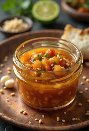 Salcë chili-lime me susam e servirur