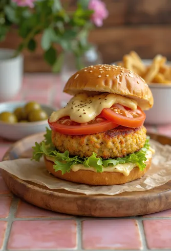 Burger me qiqra me perime të freskëta