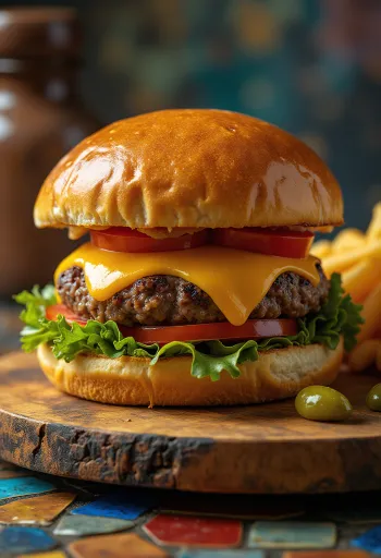 Burger me mish viçi Angus me përbërës të freskët