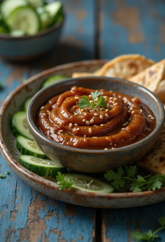 Salcë dip tajlandeze me tamarind e servirur