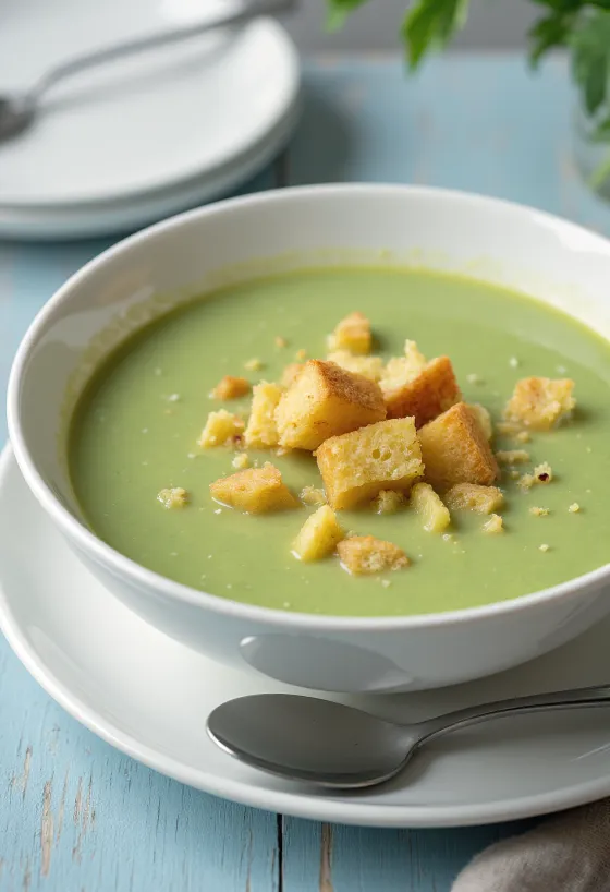 Supë krem me bishtaja, e servirur