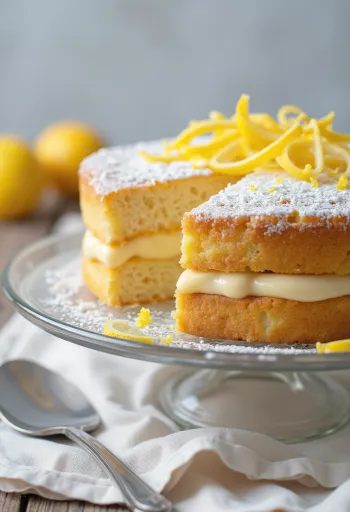 Tortë me limon dhe vanilje e servirur