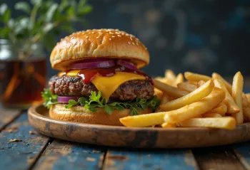 Burger me djathë të tymosur dhe salcë