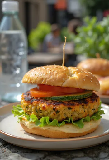 Burger perimesh me qiqra dhe perime të freskëta