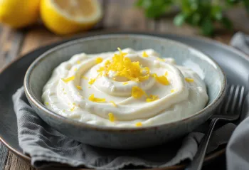 Salcë me ajkë dhe limon e servirur