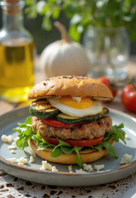Burger me perime të zgarës dhe djathë