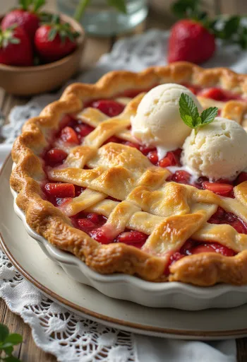 Pite me luleshtrydhe me brumë të artë dhe luleshtrydhe të freskëta