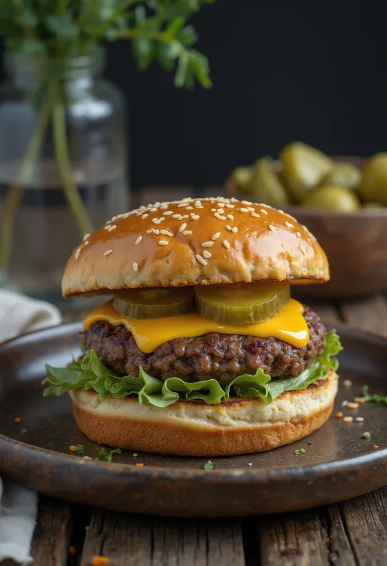 Burger bio me mish viçi me përbërës të freskët