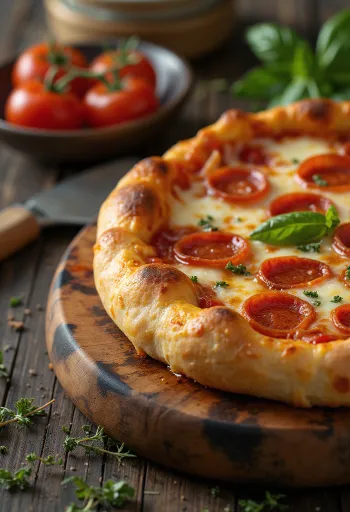 Pica Pepperoni me krodhë të mbushur e servirur