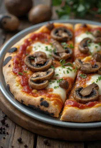 Pizza ai Funghi di Bosco me kërpudha pylli dhe mocarela