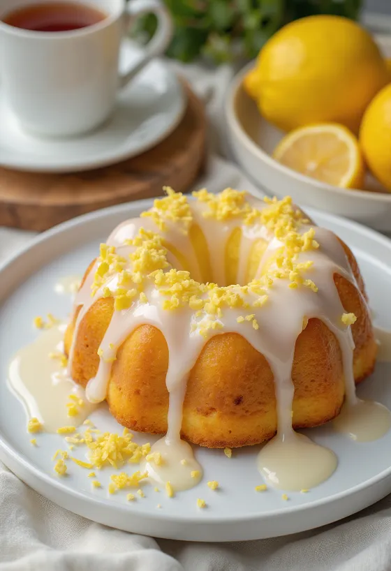 Kuglof me kanellë dhe limon i servirur