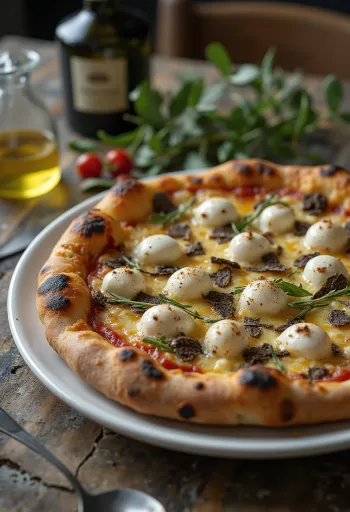 Pizza al Tartufo me tartuf dhe djathëra italianë