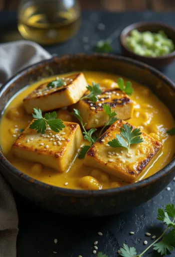 Tofu i pjekur në skarë me kerri tahini