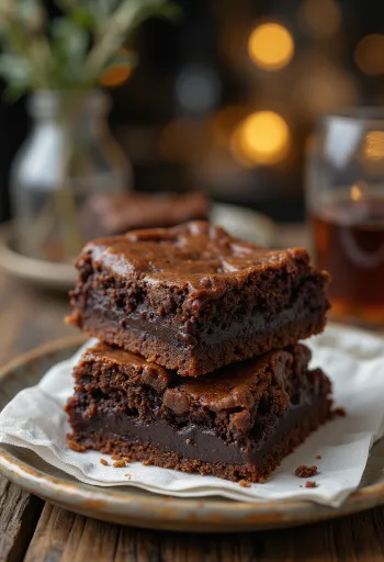 Brownie me shije të pasur çokollate, e prerë në feta