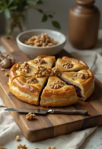 Pite me kanellë dhe mjaltë e servirur