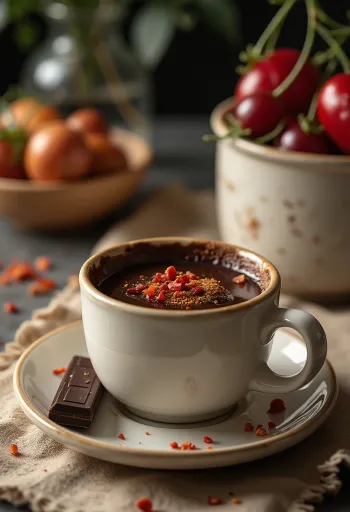Panna Cotta me çokollatë dhe spec djegës në gotë