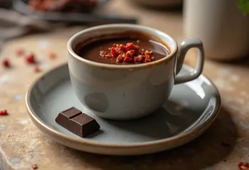 Panna Cotta me çokollatë dhe spec djegës në gotë