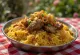 Biryani me mish dhie në pjatë