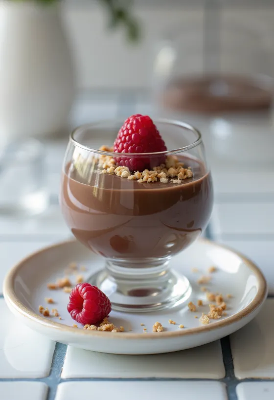 Panna Cotta me çokollatë pa sheqer e servuar