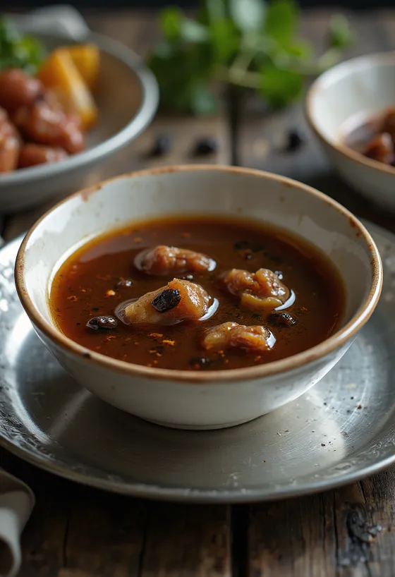 Salcë Adobo e shërbyer me pulë të pjekur në skarë dhe oriz