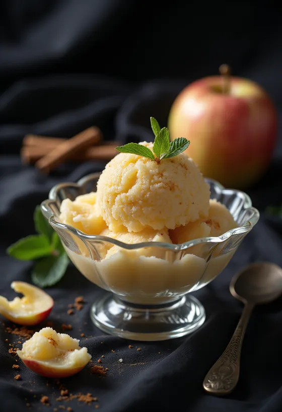 Sorbet me mollë dhe kanellë ëmbëlsirë freskuese e bërë në shtëpi