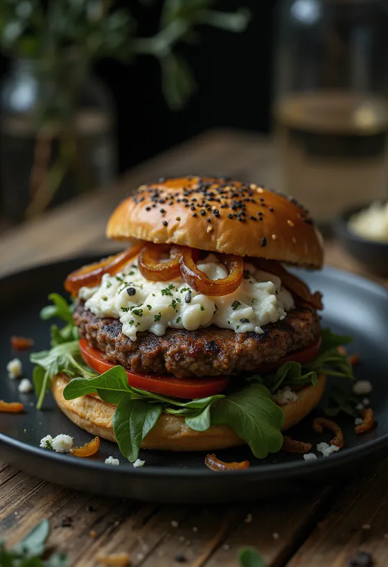 Burger me thërrime djathi blu