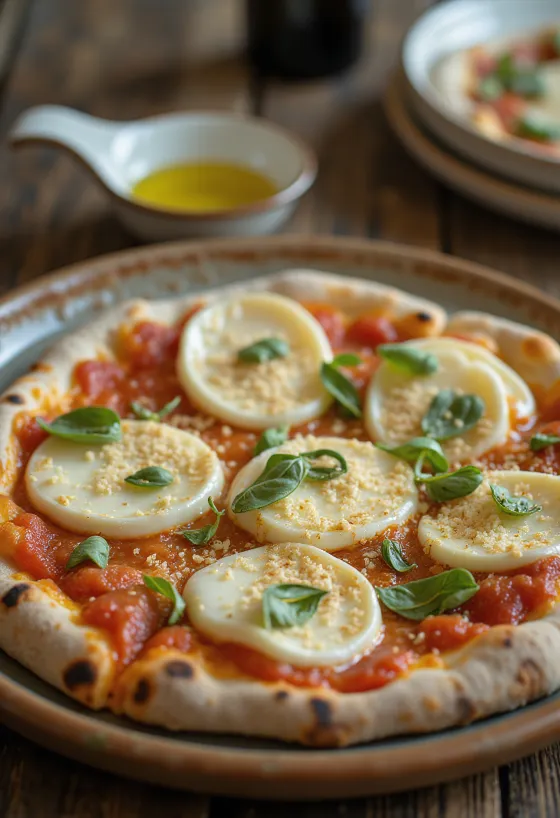 Pizza Cilentana me mozzarella di Bufala dhe djathë provolone