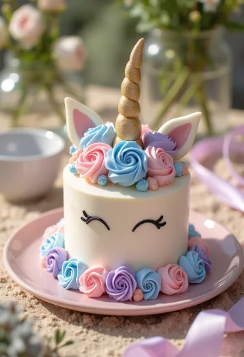 Tortë unicorn me baza shumëngjyrëshe dhe dekorim fondanti