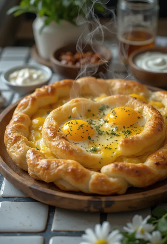 Byrek me patëllxhan të pjekur në skarë i servirur