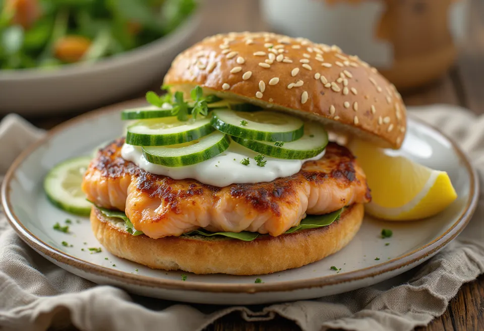 Burger me qofte salmoni