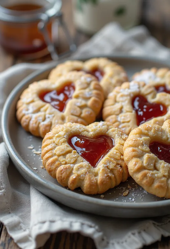 Linzer me mjaltë dhe tërshërë i shërbyer