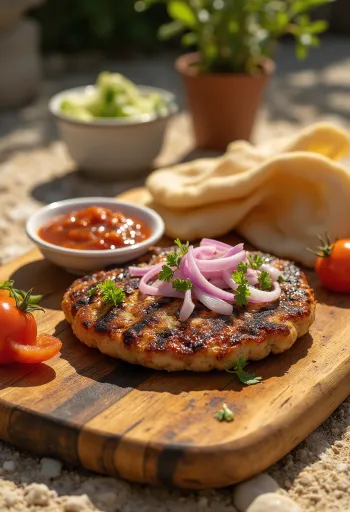 Pljeskavica e pjekur në skarë me ajvar