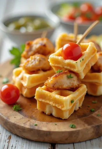 Gofra të kripura në hundaç me pulë të pjekur dhe domate