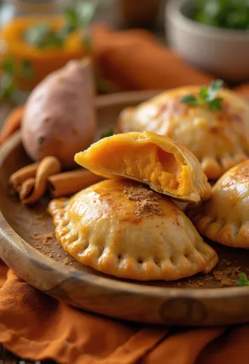 Empanada me patate të ëmbël të pjekur me mbushje pikante