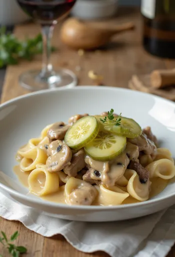 Biftek Stroganof i servirur