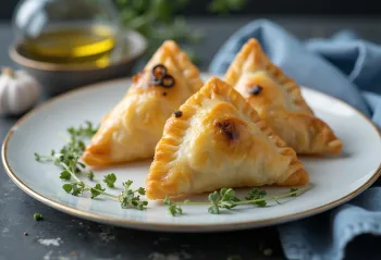 Samosa me ullinj dhe hudhër e servirur