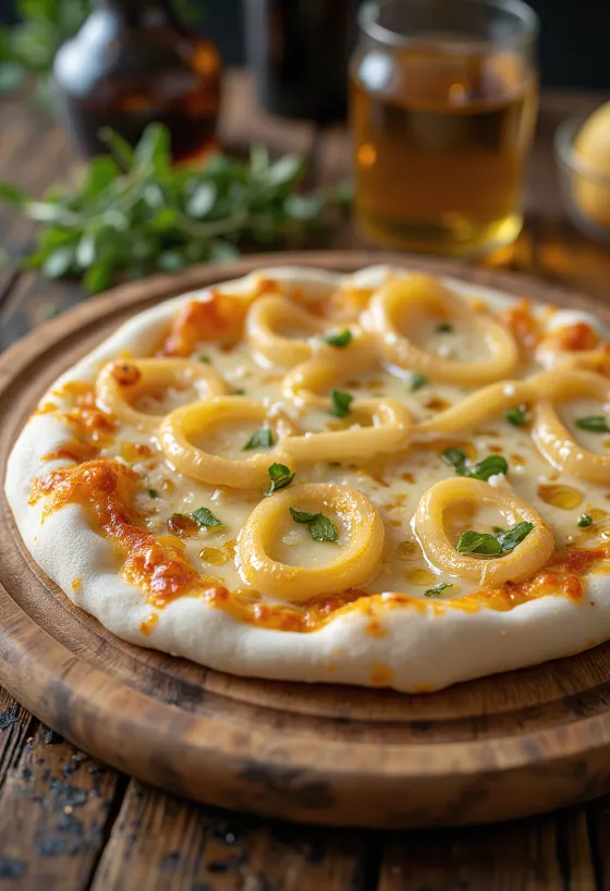 Pizza ai Cipollotti me qepë të njoma dhe djathë