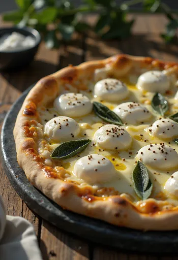 Pizza alla Salvia me sherebelë të freskët dhe rikota