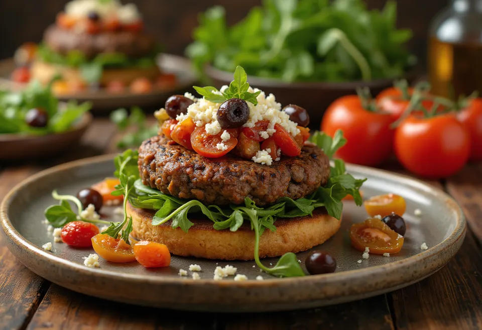 Burger mesdhetar i servirur