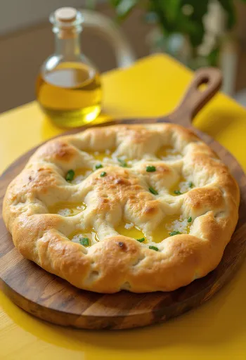 Focaccia me pluhur pjekës e shërbyer
