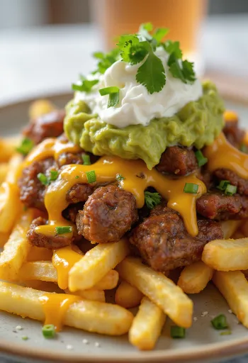 Carne Asada Fries e shërbyer në stilin meksikan