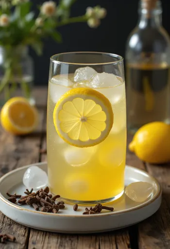 Punç me limon dhe karafil në gotë